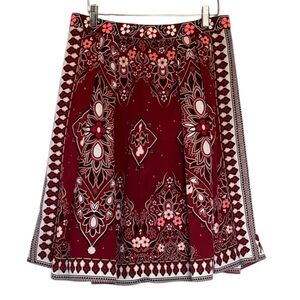 Banana Republic Red and White Patterned A-Line Skirt